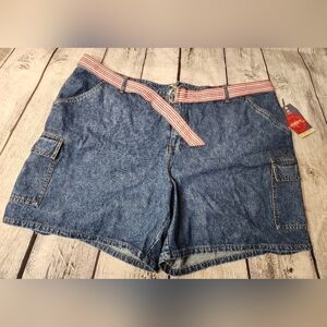 Faded Glory Denim Shorts with Red Belt